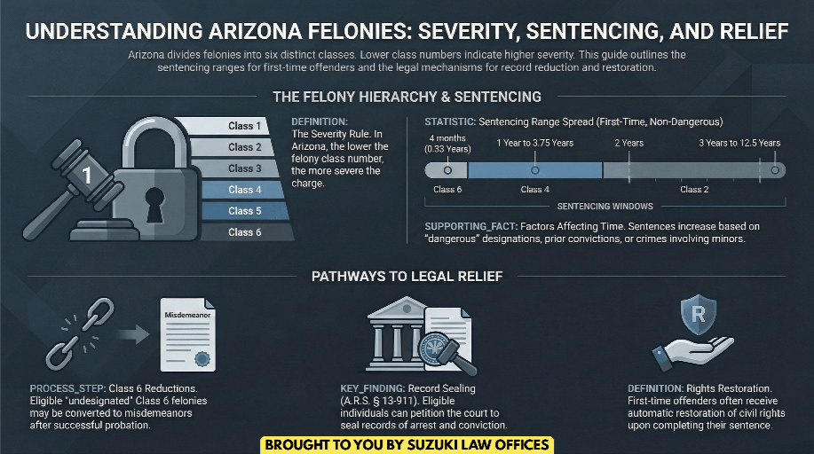 Delitos graves y sentencias en Arizona