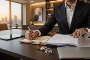 A Phoenix criminal defense attorney preparing a legal strategy
