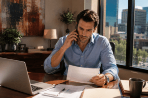 Person on phone with a Phoenix criminal defense lawyer regarding a missed court date