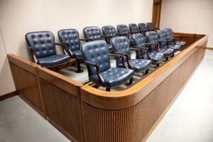 A federal grand jury box, which you don’t want to face until you understand how a federal grand jury works, and why being a target is different from being charged.